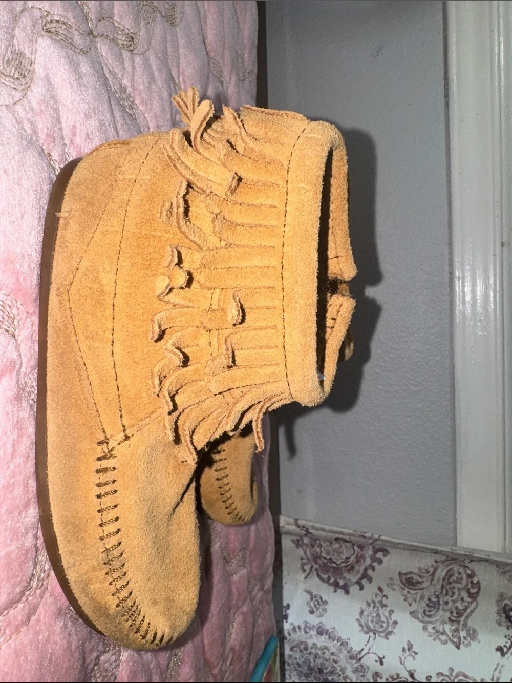 Minnetonka Kids Fringe Moccasin Boots - Tan